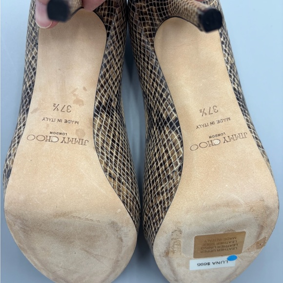 Jimmy Choo Women's Peep Toe Heels - snakeskin size 37.5 - Picture 8 of 12